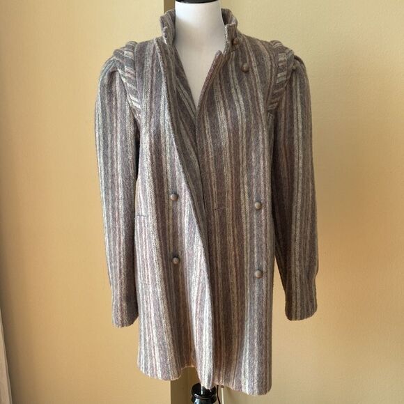 Vintage stripe wool coat Ladies garment worker union made Winter Coat - Picture 3 of 11
